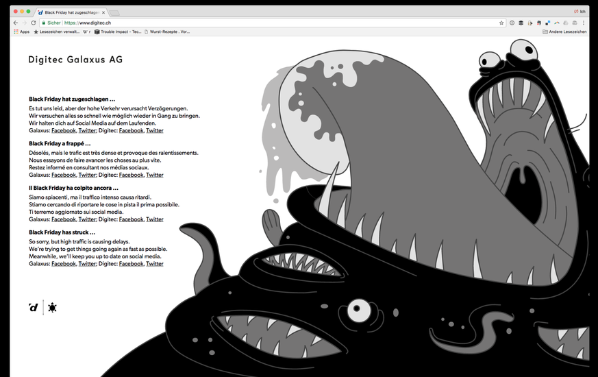 Digitec-User wurden heute vorübergehend von diesem Monster begrüsst.