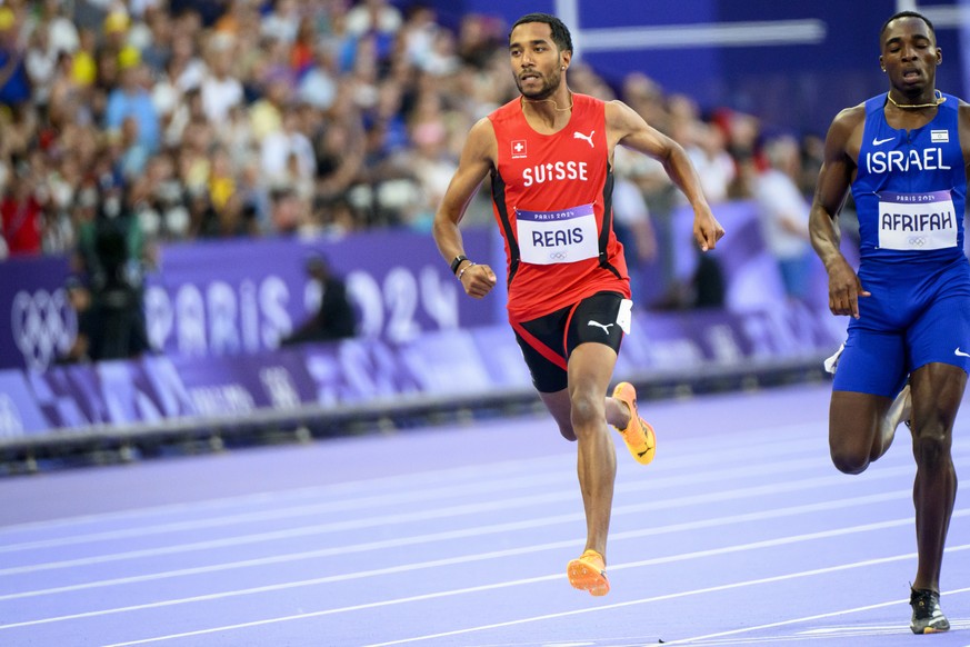William Reais of Switzerland competes during the men's 200m Round 1 race at the 2024 Paris Summer Olympics in Paris, France, Monday, August 5, 2024. (KEYSTONE/Laurent Gillieron)