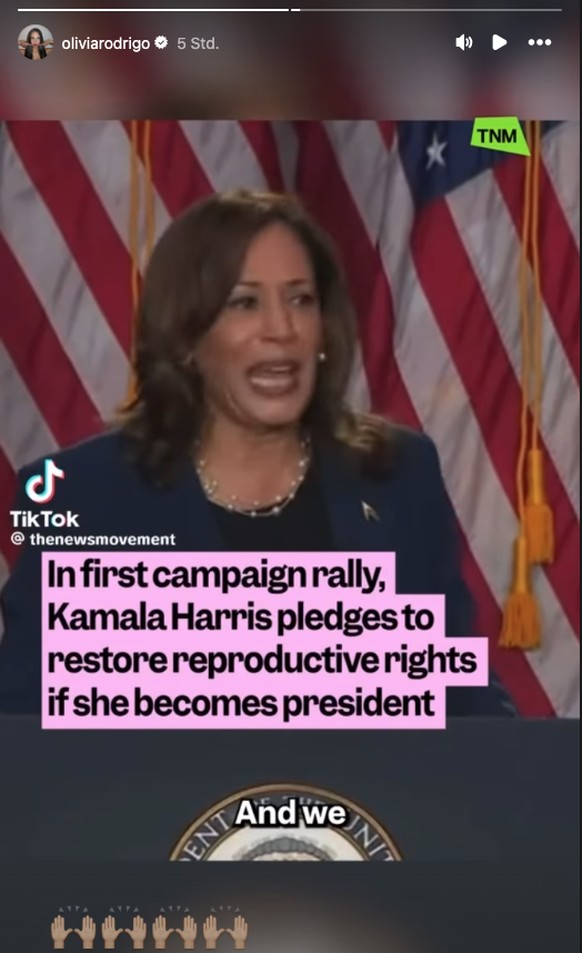 instagram story kamala harris olivia rodrigo