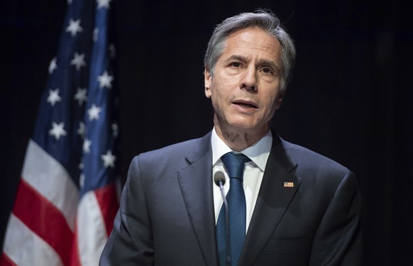 US Secretary of State Antony Blinken speaks during a joint press conference following meetings with the Icelandic Foreign Minister Gudlaugur Thor Thordarson, at the Harpa Concert Hall in Reykjavik, Ic ...