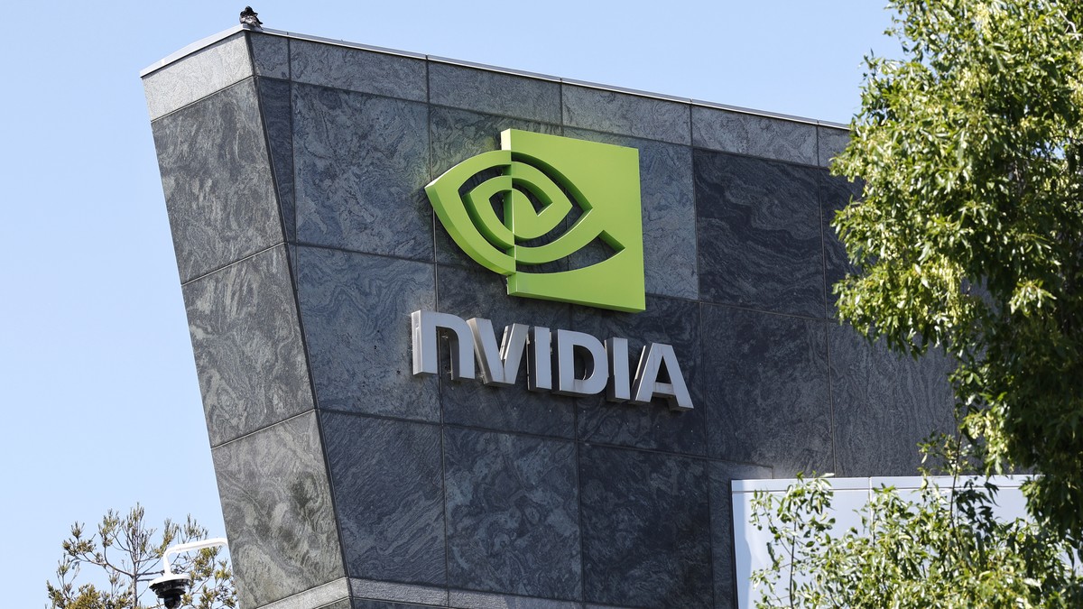epa12139564 Exterior view and signage at Nvidia Corporation headquarter campus in Santa Clara, California, USA, 27 May 2025. Nvidia will release their earnings report at the end of the trading day on  ...