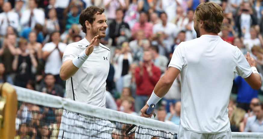 Andy Murray hat nach dem Sieg über Liam Broady Grund zum Lachen.&nbsp;