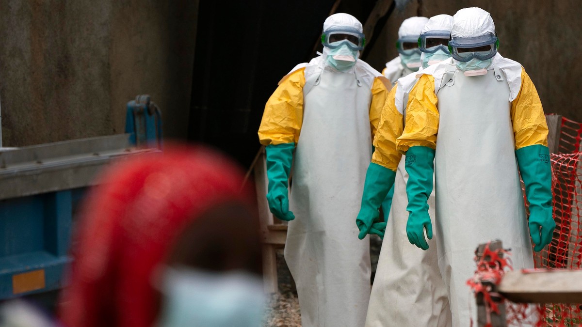 FILE - Health workers dressed in protective gear begin their shift at an Ebola treatment center in Beni, Congo, July 16, 2019. (AP Photo/Jerome Delay, File)
Congo Ebola
