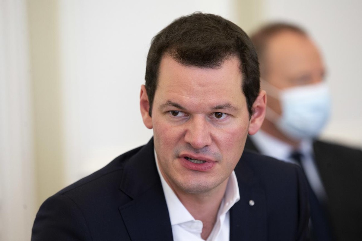 Pierre Maudet, conseiller d'Etat genevois, s'exprime, lors d'un point de presse incorpore du Conseil d'Etat genevois, ce mercredi 28 octobre 2020 a Geneve. Le conseiller d'Eta ...