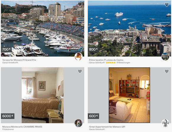 Die Preise für ein Zimmer in Monte Carlo sind an diesem Wochenende horrend.