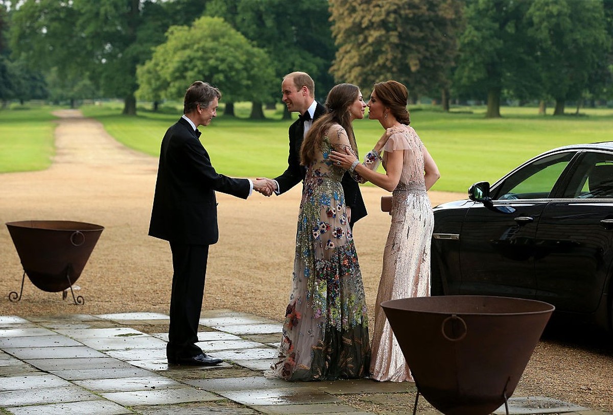 KING'S LYNN, ENGLAND - JUNE 22: HRH Prince William and Catherine, Duchess of Cambridge are greeted by David Cholmondeley, Marquess of Cholmondeley and Rose Cholmondeley, the Marchioness of Cholmo ...