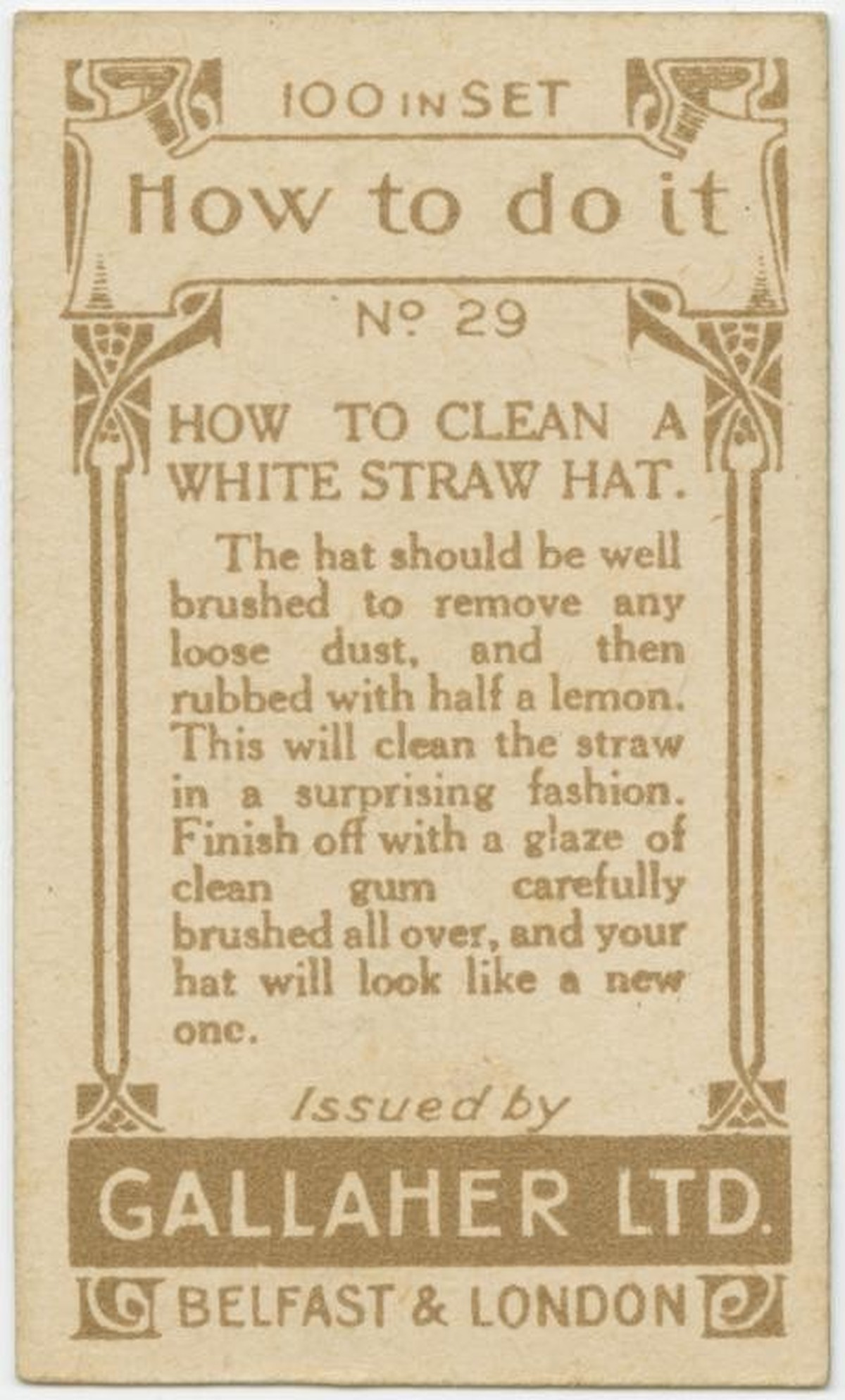 Gallaher-Lifehacks: Wie man einen Strohhut reinigt
https://digitalcollections.nypl.org/items/510d47e4-7a52-a3d9-e040-e00a18064a99