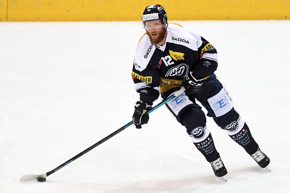 Ambri&#039;s player Jiri Novotny in action during the regular season game of the National League Swiss Championship 2018/19 between HC Ambrì Piotta and Geneve Servette HC at the ice stadium Valascia i ...