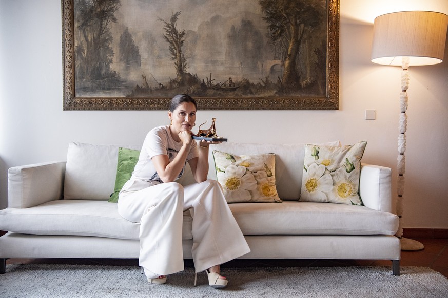 ATTENTION EDITORS: THESE PICTURES ARE SUBJECT TO A BLOCKING PERIOD UNTIL 22:00 - Actress Laetitia Casta from USA posing with the Excellence Award at a photocall on the 74th Locarno International Film  ...