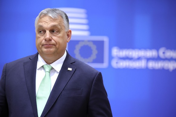 Hungary&#039;s Prime Minister Viktor Orban waits for the start of a round table meeting at an EU summit in Brussels, Thursday, March 23, 2023. European Union leaders meet Thursday for a two-day summit ...