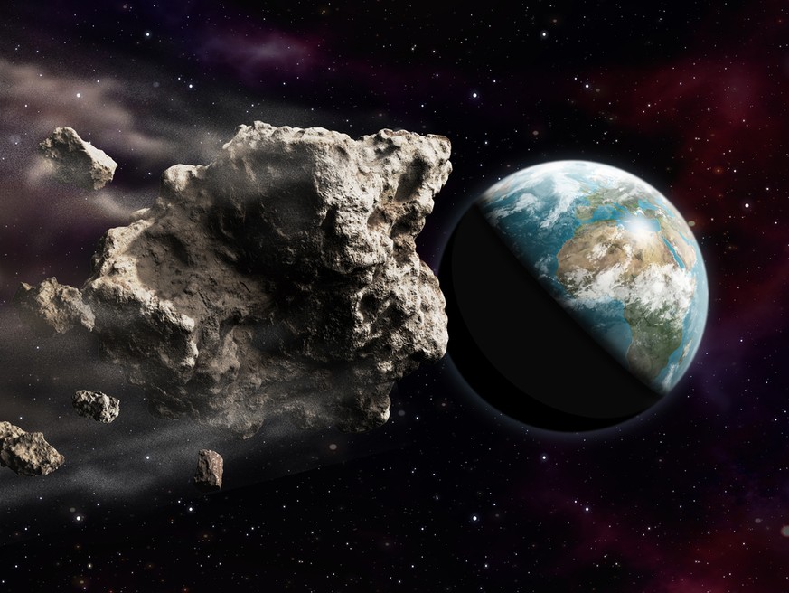 Künstlerische Darstellung: Asteroid im Anflug auf die Erde