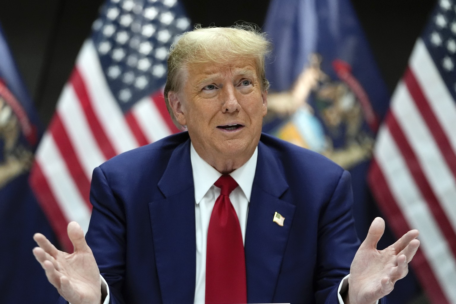 Republican presidential candidate former President Donald Trump speaks at a campaign event in Grand Rapids, Mich., Tuesday, April 2, 2024. (AP Photo/Paul Sancya)