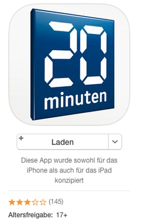 Die App von «20 Minuten» darf offiziell erst ab 17 genutzt werden.