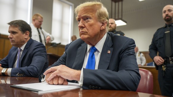 FILE - Former President Donald Trump appears at Manhattan criminal court during jury deliberations in his criminal hush money trial in New York, May 30, 2024. (Steven Hirsch/New York Post via AP, Pool ...