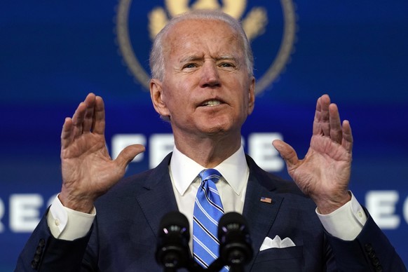 President-elect Joe Biden speaks about the COVID-19 pandemic during an event at The Queen theater, Thursday, Jan. 14, 2021, in Wilmington, Del. (AP Photo/Matt Slocum)
Joe Biden