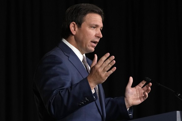Florida Governor Ron DeSantis speaks as he announces a proposal for Digital Bill of Rights, Wednesday, February 15, 2023, at Palm Beach Atlantic University in West Palm Beach, Fla.  (AP Photo/Wilfredo Lee) Ron...