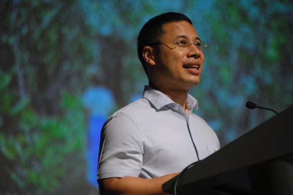 Desmond Lee, the Minister for National Development, speaks at the opening of the Asia Pacific Coral Reef Symposium held at UTown, National University of Singapore, 19 June 2023. Singapore EDITORIAL US ...