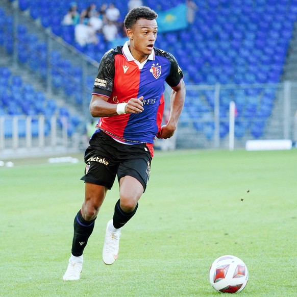 Foto Manuel Geisser 27.07.2023 St.Jakob Park Basel League ConferenzeHerren Saison 2027/2028 FC Basel - FK Tobol Kostanay 1:3 Bild : Dan Ndoye FC Basel Einzelbild Aktion Gestik *** Photo Manuel Geisser ...