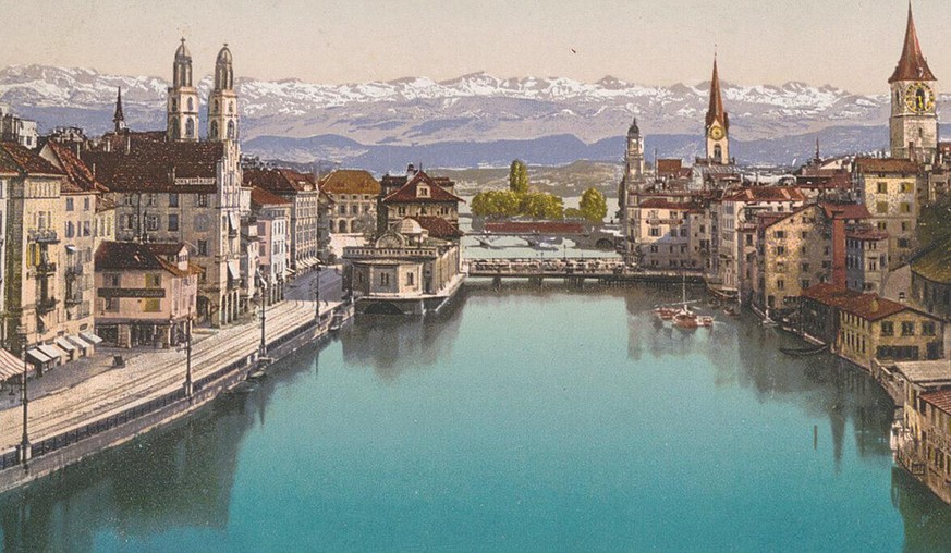Touristische Ansichten von Städten wie Zürich waren in der Belle Epoque sehr populär.