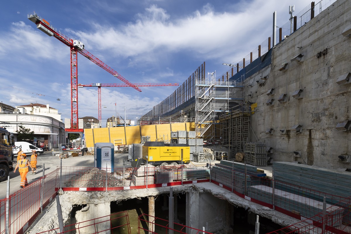 Le chantier de la gare CFF de Lausanne photographie lors d'une visite de presse visant a presenter l'avancement des travaux de modernisation et de transformation du site, ce mercredi 2 septe ...