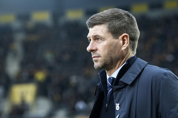 Glasgow&#039;s head coach Steven Gerrard arrives during the group stage match between Switzerland&#039;s BSC Young Boys Bern and Scotland&#039;s Glasgow Rangers, at the Stade de Suisse Stadium in Bern ...