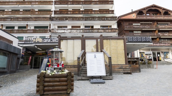 The entrance of the "Le Constellation" bar and lounge is pictured after the fire at the "Le Constellation" bar and lounge, in Crans-Montana, Switzerland, Monday, February 9, 2026.  ...