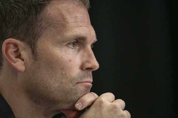 Sportdirektor Daniel Stucki an einer Pressekonferenz des FC Basel 1893 in Basel, am Donnerstag, 22. Mai 2025. (KEYSTONE/Georgios Kefalas)