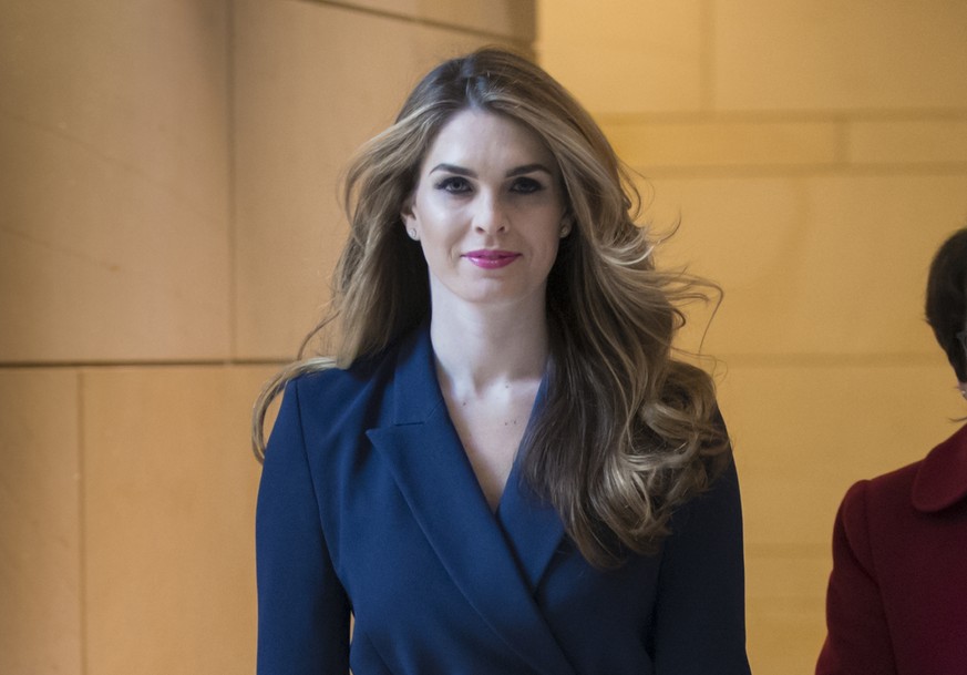 FILE - In this Feb. 27, 2018 photo, then-White House Communications Director Hope Hicks arrives to meet behind closed doors with the House Intelligence Committee, at the Capitol in Washington. Hicks h ...