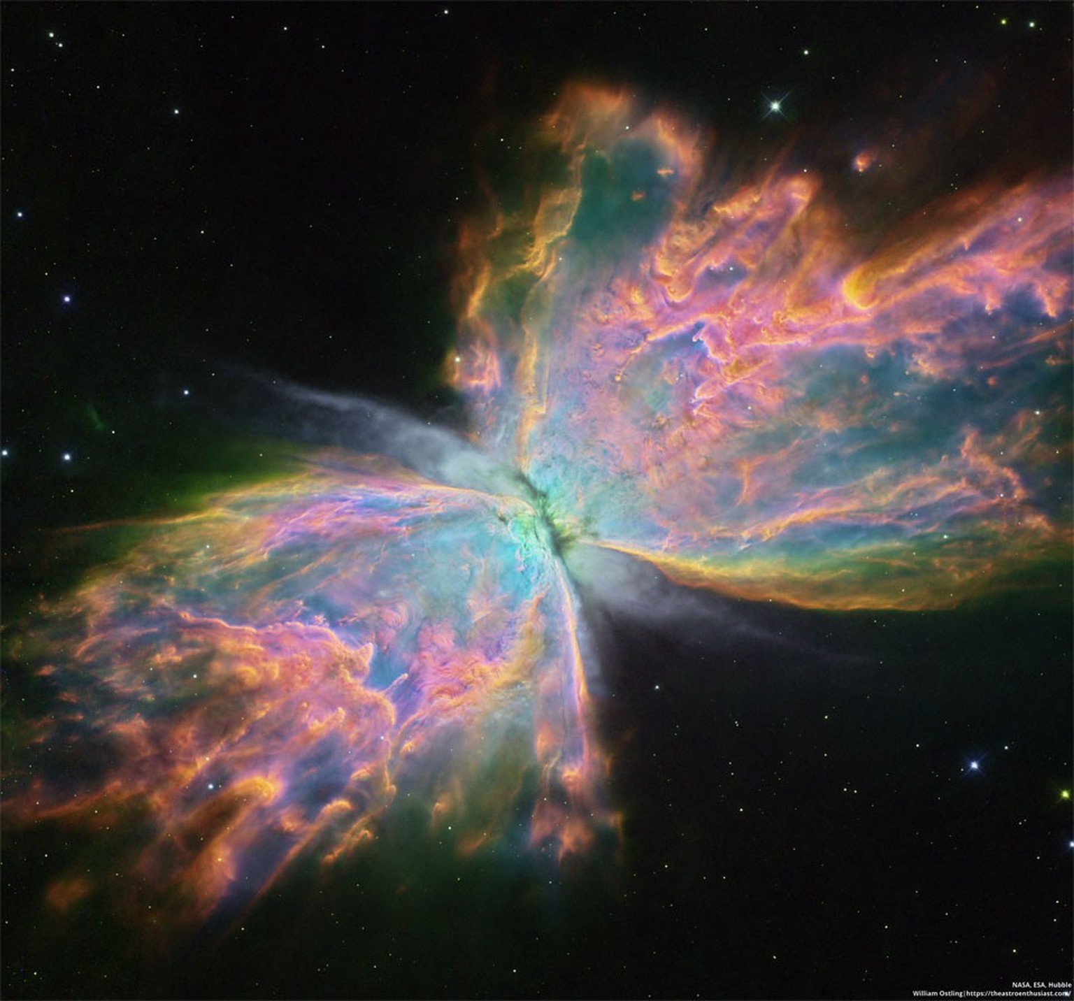 The Butterfly Nebula from Hubble 
Stars can make beautiful patterns as they age -- sometimes similar to flowers or insects. NGC 6302, the Butterfly Nebula, is a notable example. Though its gaseous win ...