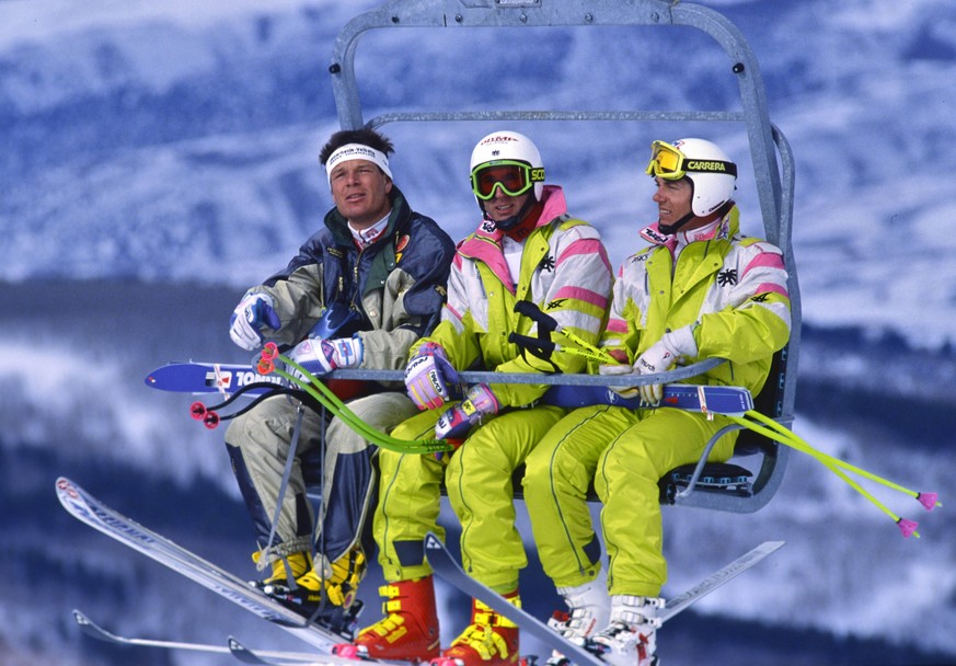 Ski WM 1989, Feature: Daniel MAHRER (SUI), Leonhard STOCK, Helmut HOEFLEHNER (AUT) SKI ALPIN SAISON 88/89 WM 1989 Vail 29.01.- 12.02.1987 Daniel MAHRER (SUI), Leonhard STOCK und Helmut HOEFLEHNER (AUT ...