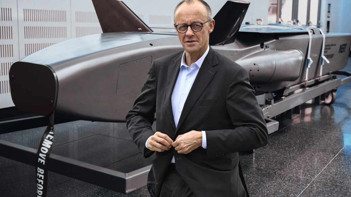 Friedrich Merz et un missile Taurus allemand.