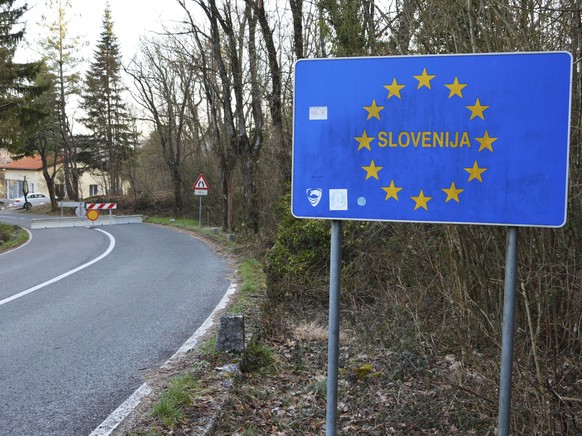 epa08423241 (FILE) - A view of the closed border crossing of Monrupino, between Slovenia and Italy, 12 March 2020 (reissued 15 may 2020). The Slovenian government on late 14 May called an end to the c ...