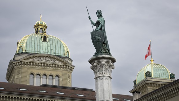 The government building Bundeshaus, on Sunday, 19 March 2023 in Bern. The Federal Council, the Swiss National Bank and representatives of banks meet at the Bernerhof to negotiate the rescue of Credit  ...