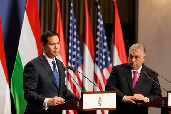 U.S. Secretary of State Marco Rubio, left, and Hungary's Prime Minister Viktor Orban hold a joint news conference in Budapest, Hungary, Monday, Feb. 16, 2026. (AP Photo/Alex Brandon, Pool)
Marco  ...