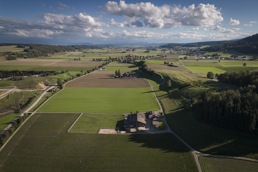 epa10175521 A photograph taken with a drone shows the Haberstal in Windlach in the municipality of Stadel, Netherlands, 09 September 2022 (issued 10 September 2022). The decision has been made by the  ...