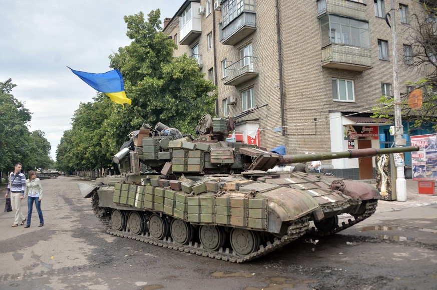 Ukrainische Panzer in Slawjanks.