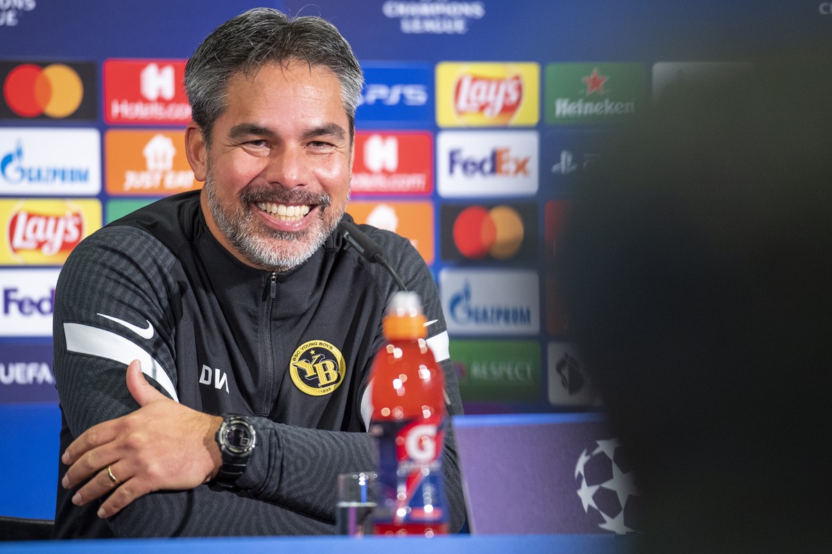 Young Boys' head coach David Wagner during a press conference ahead of the UEFA Champions League soccer match between BSC Young Boys Bern of Switzerland and Atalanta Bergamo of Italy, at the Wank ...