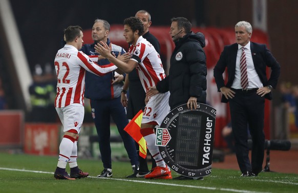 Britain Football Soccer - Stoke City v Swansea City - Premier League - bet365 Stadium - 31/10/16
Stoke City&#039;s Ramadan Sobhi comes on as a substitute to replace Xherdan Shaqiri
Action Images via ...