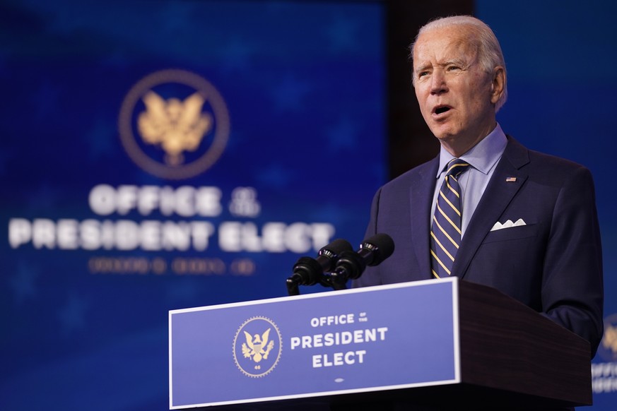 President-elect Joe Biden speaks at The Queen theater, Monday, Dec. 28, 2020, in Wilmington, Del. (AP Photo/Andrew Harnik)
Joe Biden