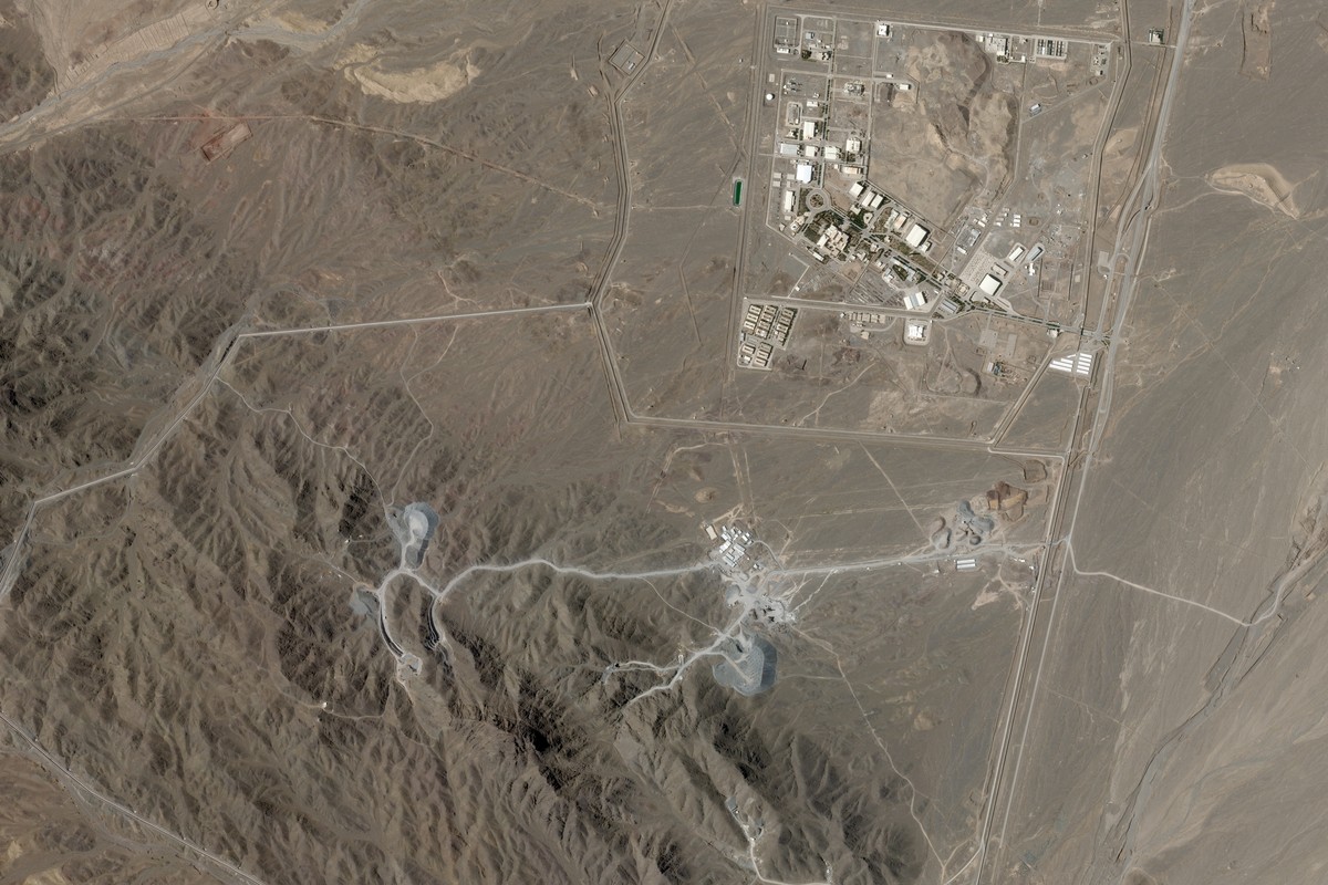 This June 15, 2026, photo from Planet Labs PBC shows Iran's Natanz nuclear enrichment facility, upper right, and the under-construction at Pickaxe Mountain directly to the south of it. (Planet La ...