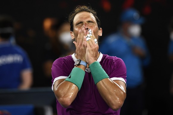 Emotionen bei Rafael Nadal nach dessen Sieg im Halbfinale gegen Matteo Berrettini.