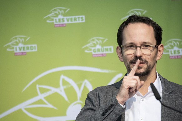 Nationalrat Balthasar Glaettli spricht an der Delegiertenversammlung der Gruene, aufgenommen am Samstag, 25. Januar 2020 in Frauenfeld. (KEYSTONE/Ennio Leanza).