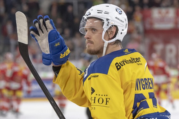 Davos Magnus Nygren, nach dem Meisterschaftsspiel der National League, zwischen dem EHC Biel und dem HC Davos, am Samstag 17. November 2018 in der Tissot Arena in Biel. (KEYSTONE/Marcel Bieri)