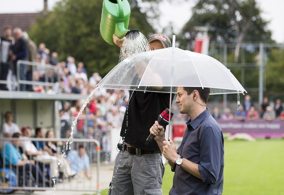 Wenn's kein Regen gibt, dann muss halt welcher gemacht werden: Teleclub greift bei der Vorberichterstattung in die Trickkiste.