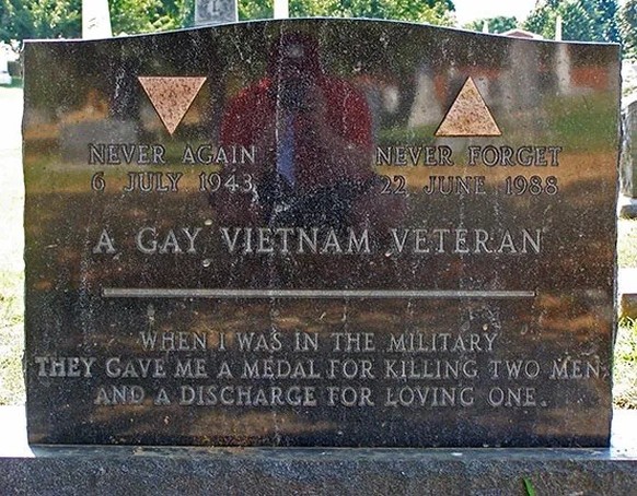 Funny Tombstones 

https://commons.wikimedia.org/wiki/File:Gay_vietnam_veteran_tomb.jpg