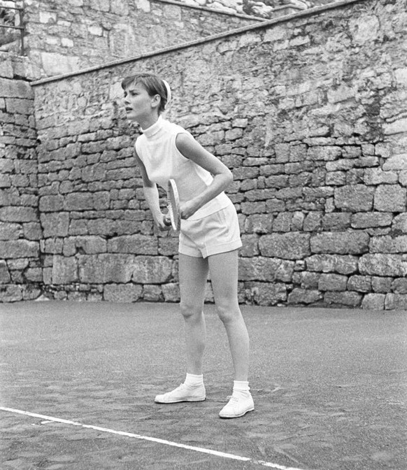 British actress Audrey Hepburn (Audrey Kathleen Ruston) playing tennis. Buergenstock, 1960 (Photo by Franco Fedeli/Reporters Associati &amp; Archivi/Mondadori Portfolio via Getty Images)
film hollywoo ...