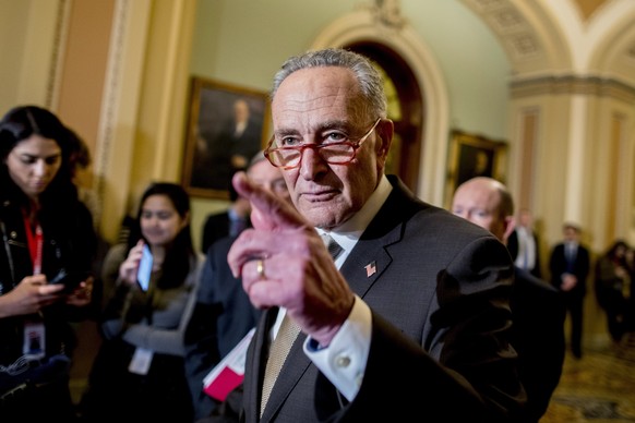 Senate Minority Leader Sen. Chuck Schumer of N.Y., calls on a reporter during a news conference, Tuesday, Dec. 10, 2019, on Capitol Hill in Washington. (AP Photo/Andrew Harnik)
Chuck Schumer