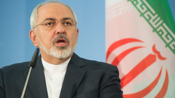 epa04561591 Iranian Foreign Minister Mohammed Javad Sarif speaks during a press conference with the German Foreign Minister Frank-Walter Steinmeier (not pictured) at the Federal Foreign Office in Berl ...