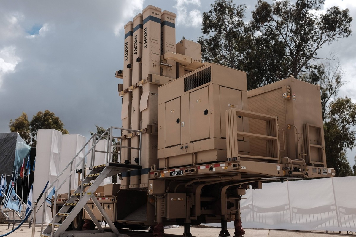 April 2, 2017 - Hatzor Airbase, Israel - A David s Sling missile launcher is exhibited at Hatzor Airbase. The Israeli Air Force ceremoniously marked the operational integration of David s Sling Air De ...