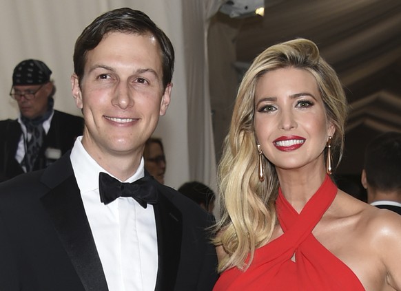 FILE - In this May 2, 2016, file photo, Jared Kushner, left, and Ivanka Trump arrive at The Metropolitan Museum of Art Costume Institute Benefit Gala, celebrating the opening of &quot;Manus x Machina: ...